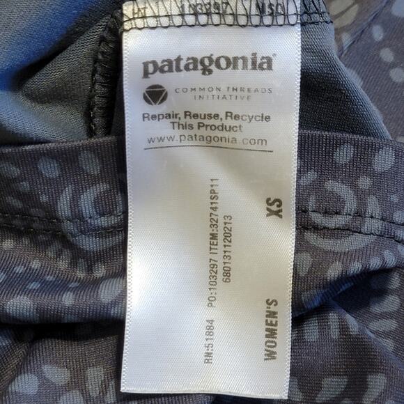 Patagonia Bandha Gray Floral Scoop Neck Sleeveless Activewear Tank Top XS - Picture 7 of 9